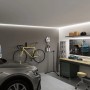 Paulmann LED-Strip-Basisset MaxLED 1000 Neutralweiß 5m beleuchtet moderne Garage mit Auto und Werkbank. Helles, funktionales Licht.