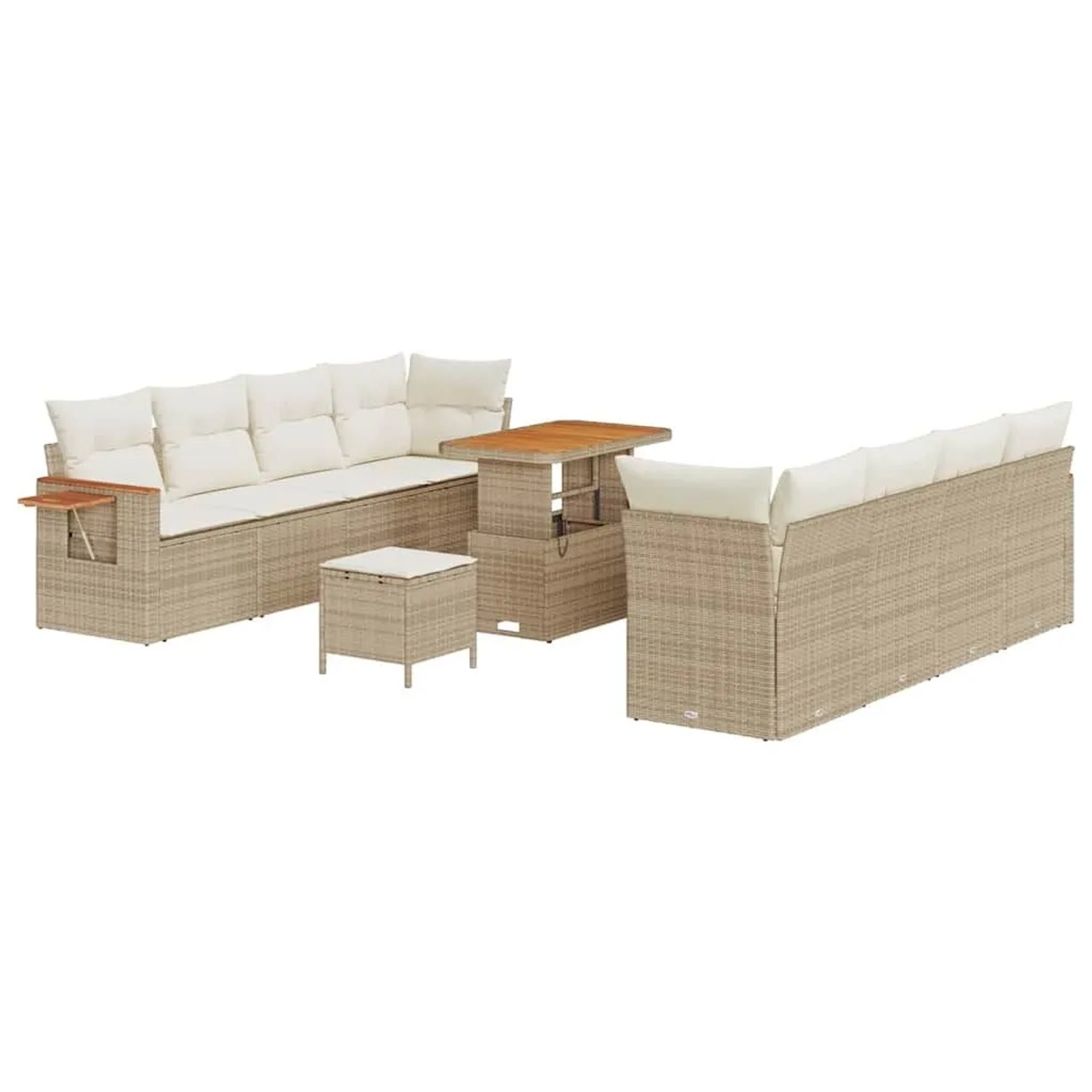 vidaXL Gartensofa-Set mit Kissen 12 Stk Beige und Creme Poly-Rattan 3365101 günstig online kaufen