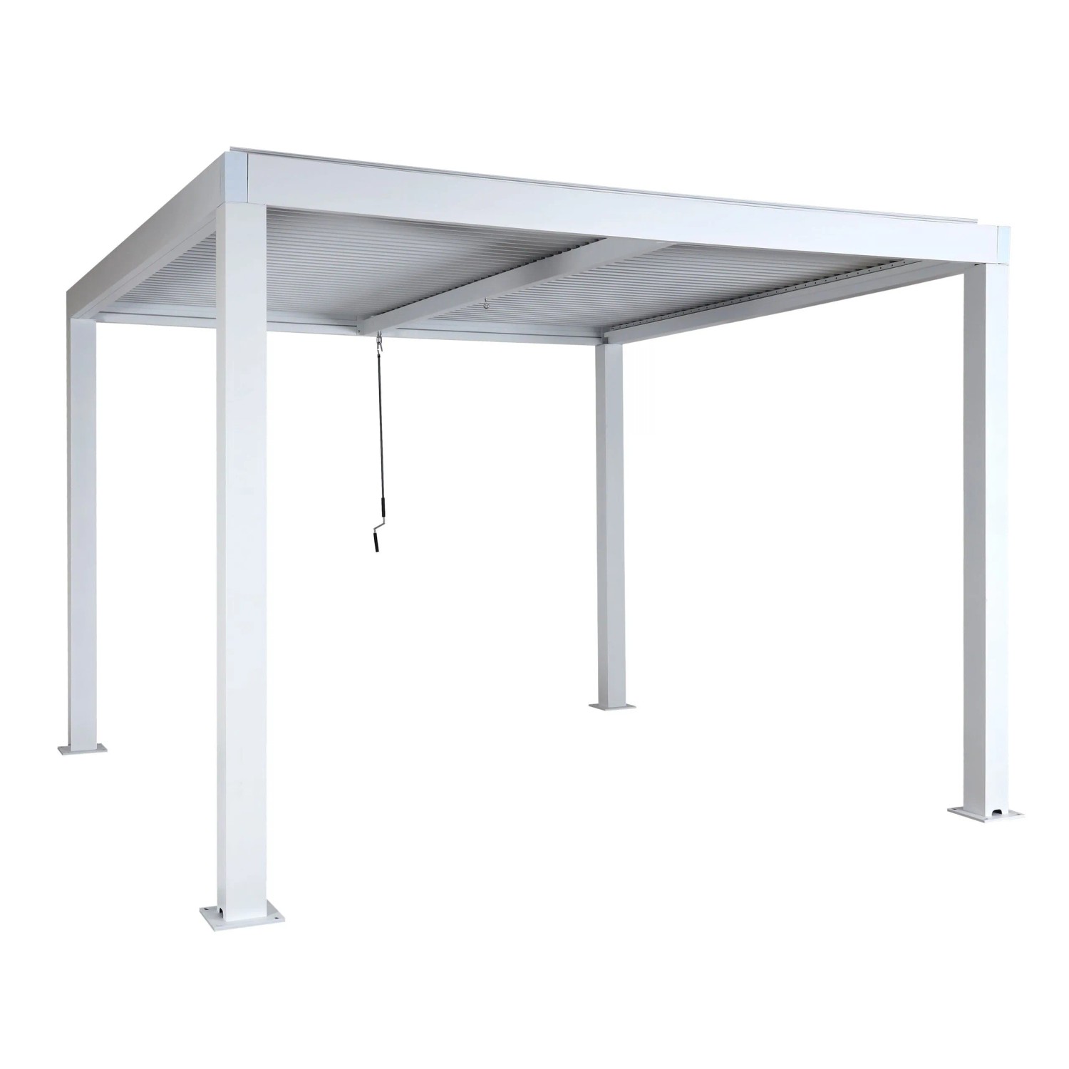 BERLINLODGE Pergola HxBxT 220x300x300cm Gartenpavillon Lamellen-Pavillon Weiß 11cm-Aluminium-Gestell Regenrinne Sturmfest