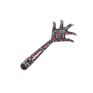 Galaflor Handgrubber aus Stahl mit pink-weißem Blumenmotiv, 30 cm, für Bodenbearbeitung.