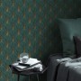 Erismann Vliestapete Elle Decoration 4 Avantgarde Petrol mit Art Deco Fächer-Muster.