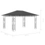 Anthrazitfarbener vidaXL Pavillon 4x3m mit Moskitonetz und LED-Lichterkette für Garten & Terrasse.