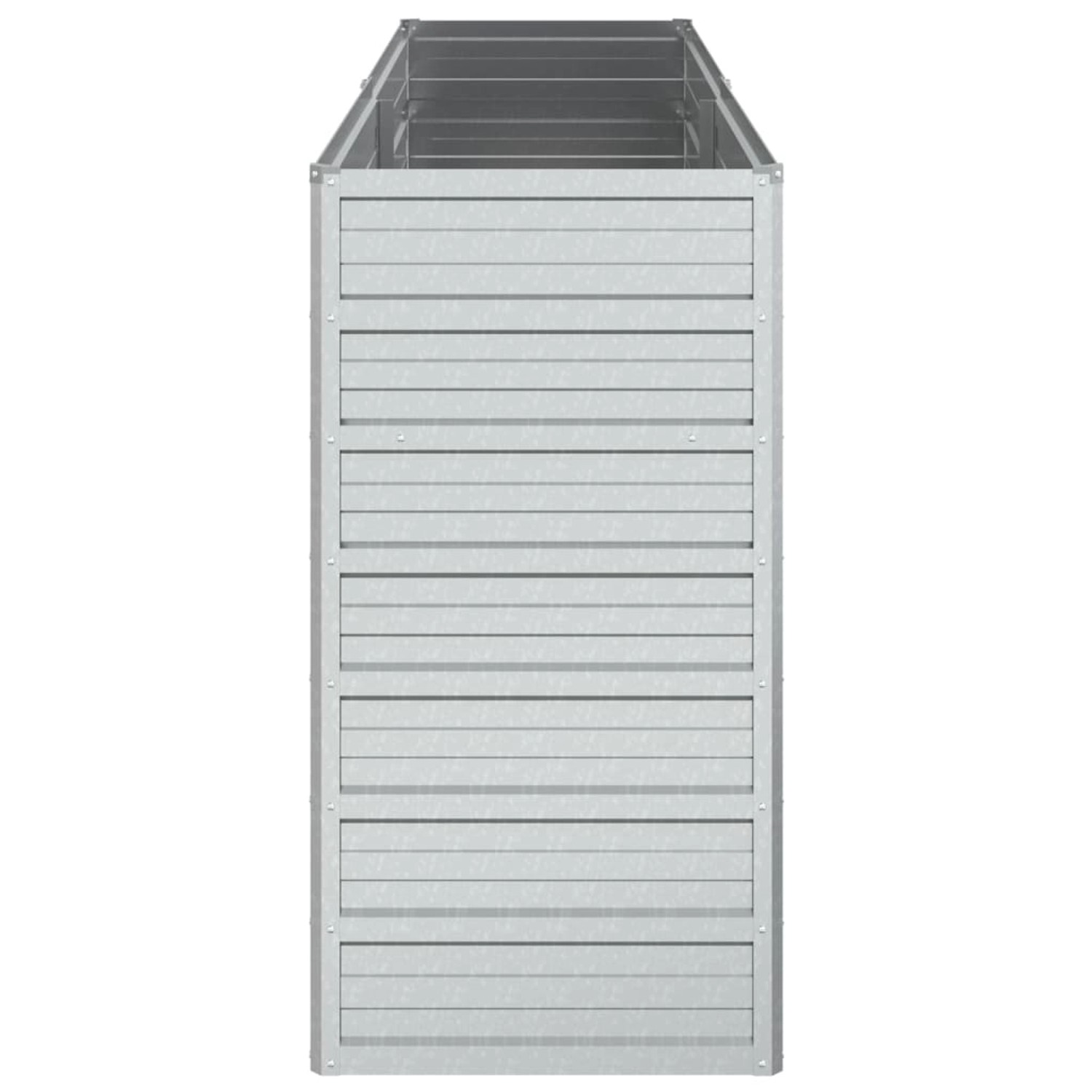 Silbernes furnicato Garten-Hochbeet aus verzinktem Stahl, 160x40x77 cm.