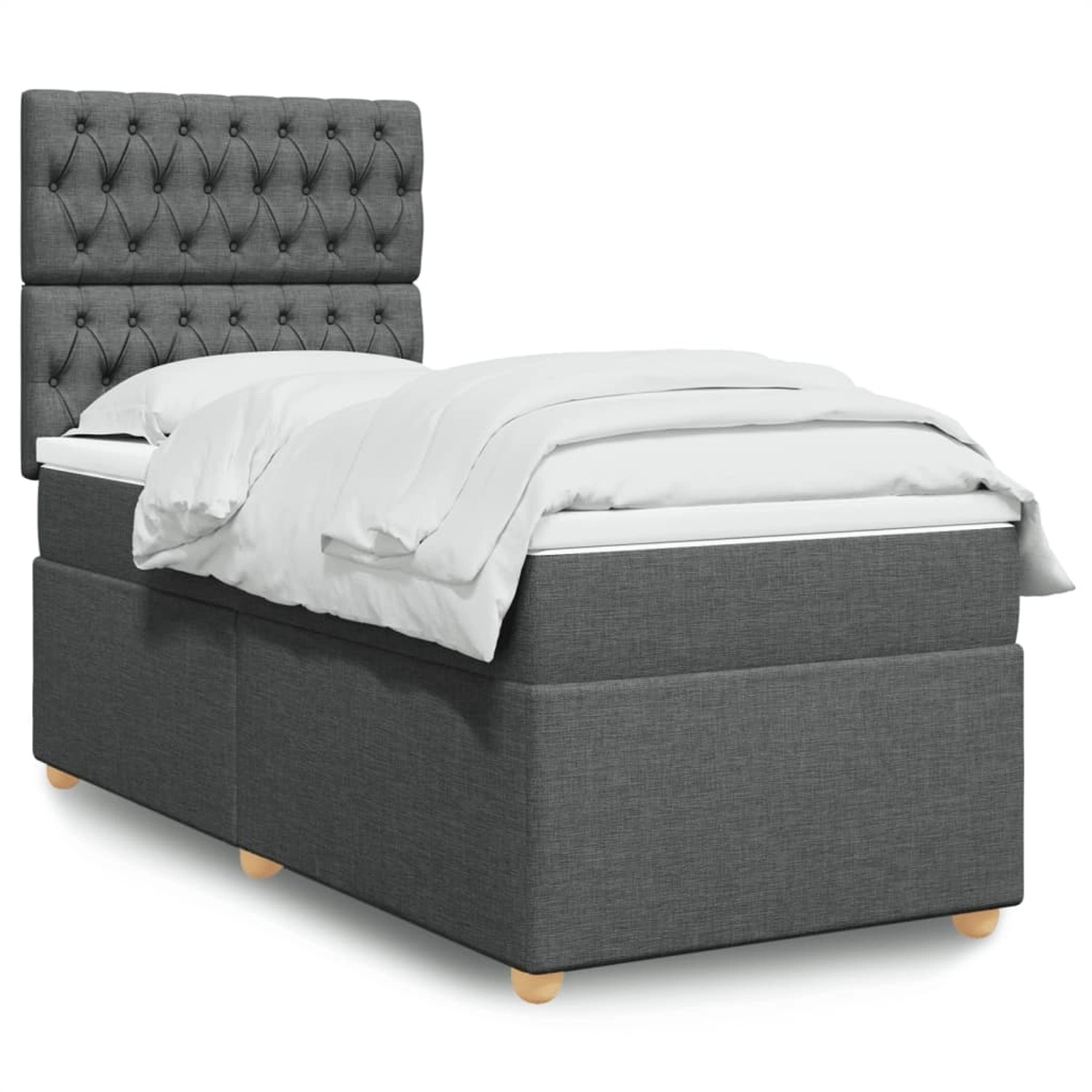 vidaXL Boxspringbett mit Matratze Dunkelgrau 100x200 cm Stoff 3293499 günstig online kaufen