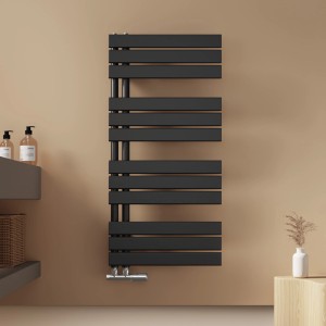 Emke Badheizkörper 100x50cm 529W Schwarz Handtuchwärmer für Badezimmer Handtuchtrockner