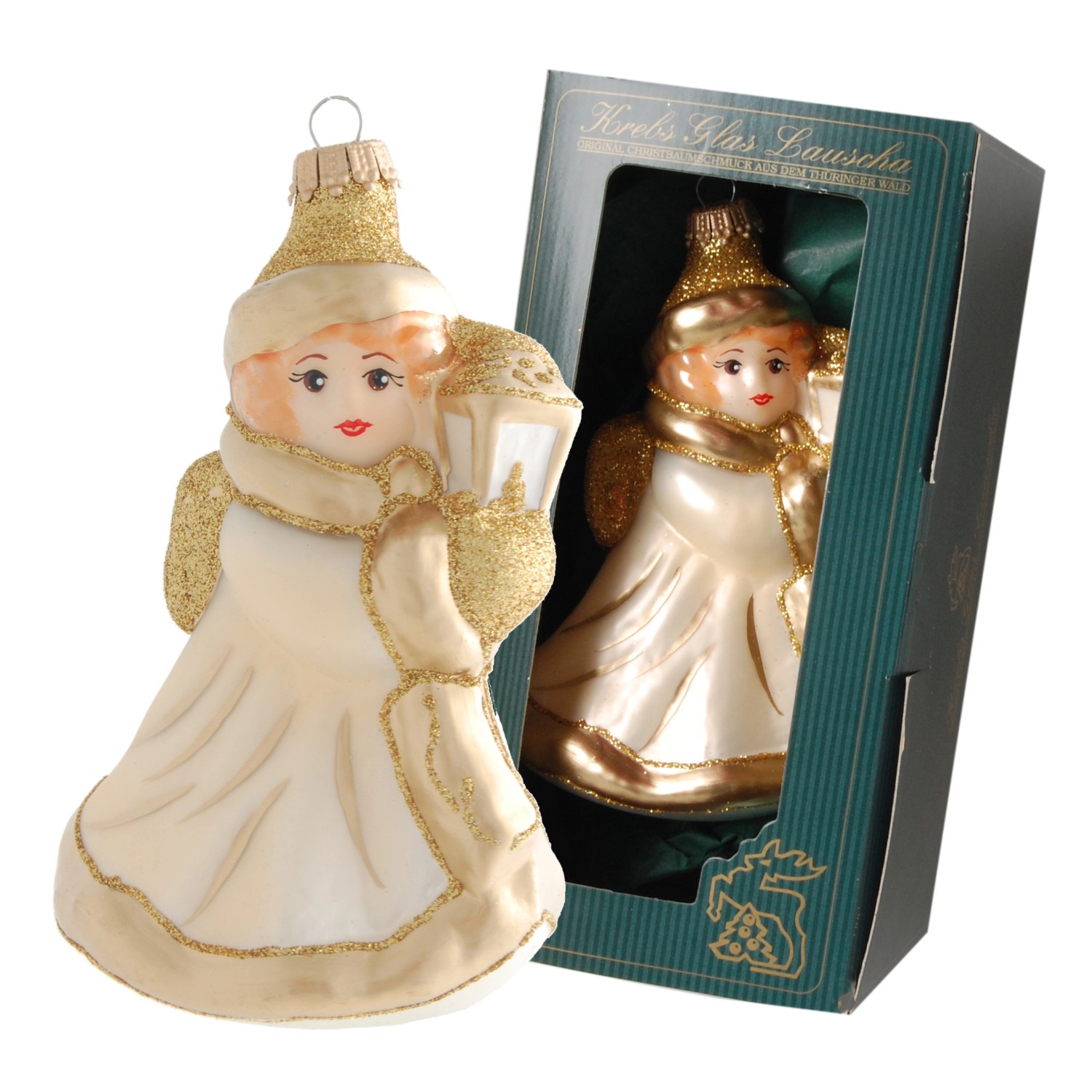 Krebs Glas Lauscha Weihnachtsornament Engel 1-tlg. 14cm