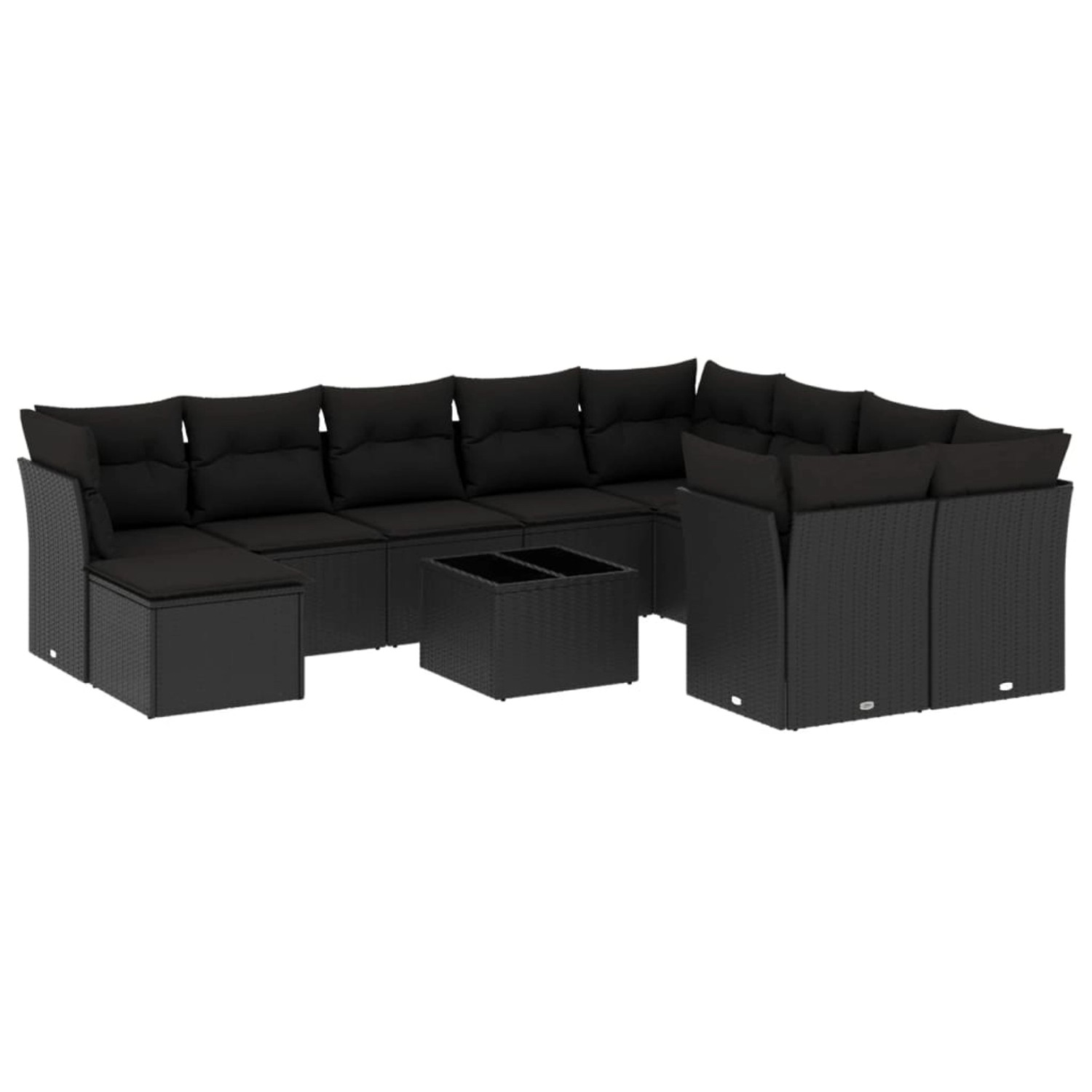 vidaXL 11-tlg Garten-Sofagarnitur mit Kissen Schwarz Poly Rattan Modell 25 günstig online kaufen