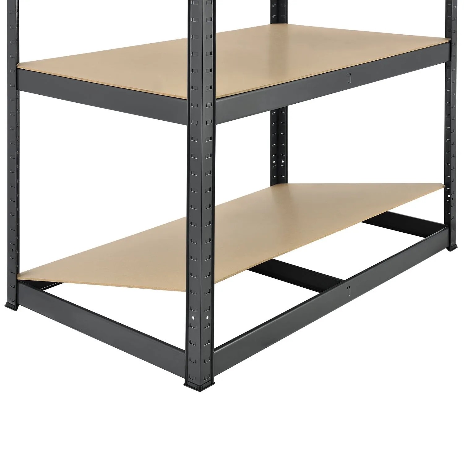 Graues Juskys Lagerregal Basic, 200x100x60 cm, mit 5 Böden aus MDF und verzinktem Metall.