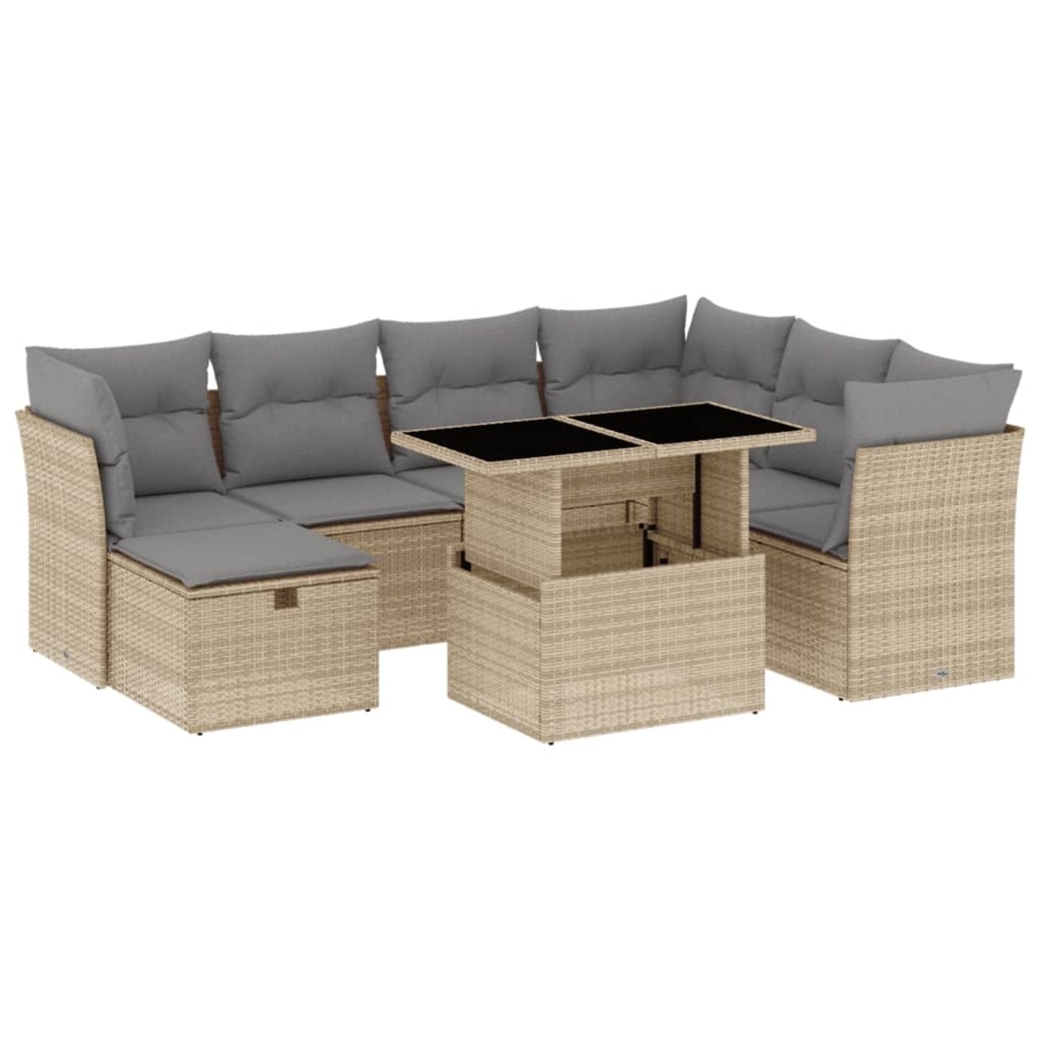 vidaXL 8-tlg Garten-Sofagarnitur mit Kissen Beige Poly Rattan Modell 305 günstig online kaufen