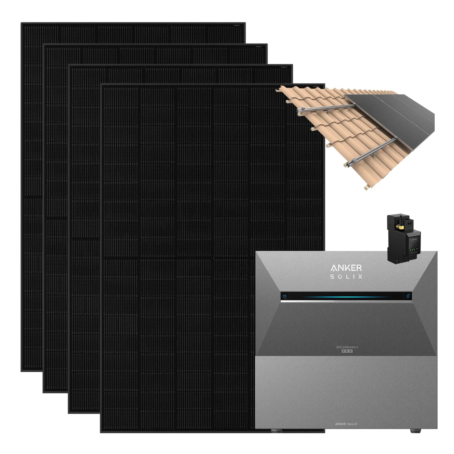 Anker SOLIX Solarbank 3 Pro 1.820 W Balkonkraftwerk Mit 1 BP2700 und Halterung Dachziegel