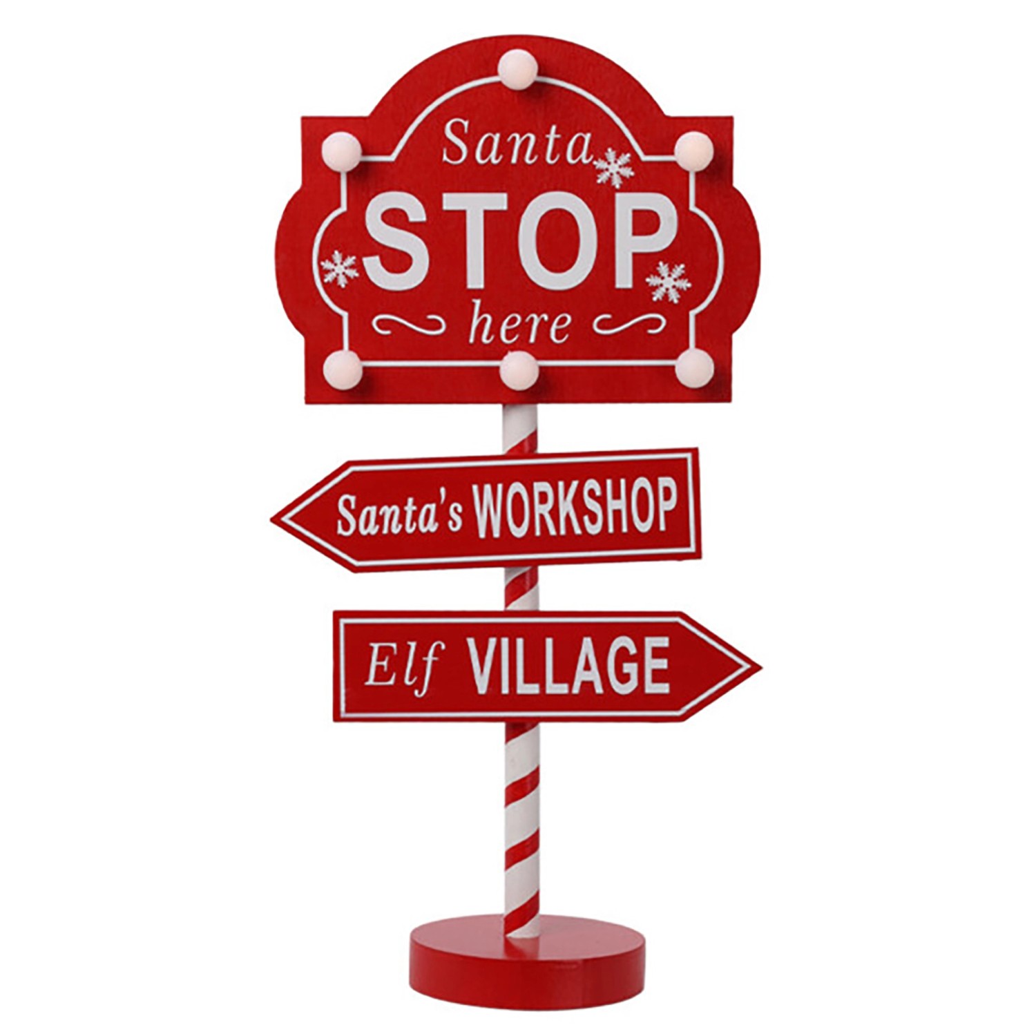 Weihnachts-Stoppschild mit LED, rot, 40cm hoch. Dekorative Weihnachtsdekoration für den Innenbereich.