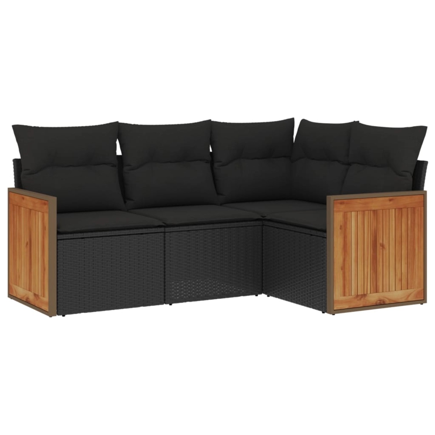 vidaXL 4-Tlg Garten-Sofagarnitur mit Kissen Schwarz Poly Rattan 3227609 günstig online kaufen