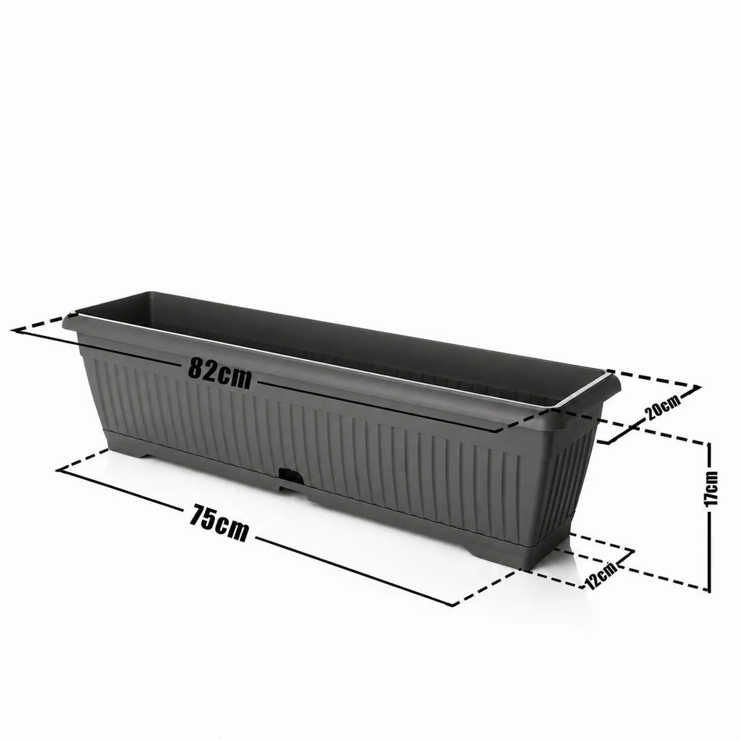 BigDean 3x Blumenkasten 80cm Mit Abnehmbarem Untersetzer Aus Bruchsicherem Kunststoff Balkonkasten Pflanzkasten Mit Wasserspeicher Für Innen Und BigDean 3x Blumenkasten 80 cm mit Untersetzer und Wasserspeicher – bruchsichere Pflanzkästen für innen und außen – Made in Europe_4