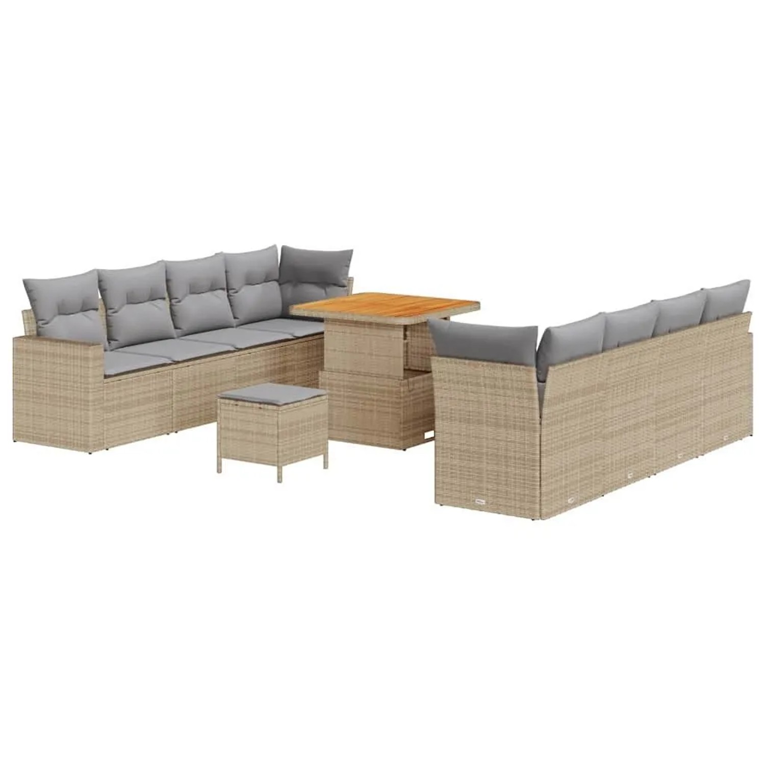 vidaXL Gartensofa-Set mit Kissen 12 Stk Beige und Hellgrau Poly-Rattan 3363537