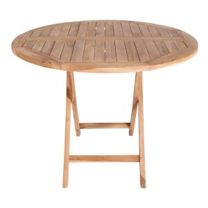Runder ebuy24 Gartentisch Oline, Ø100 cm, aus massivem Teakholz.