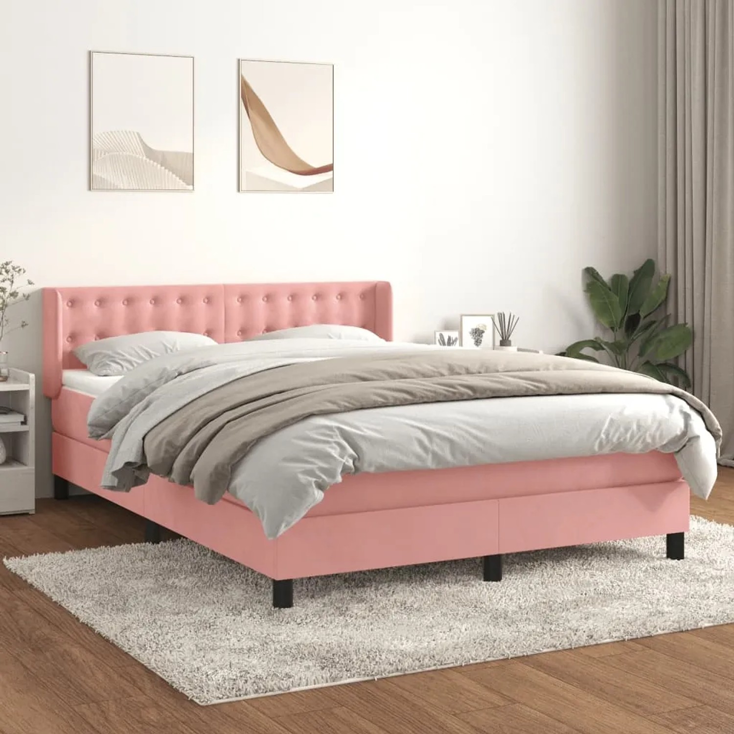 vidaXL Boxspringbett mit Matratze 140x190 cm Rosa Samt kaufen bei OBI
