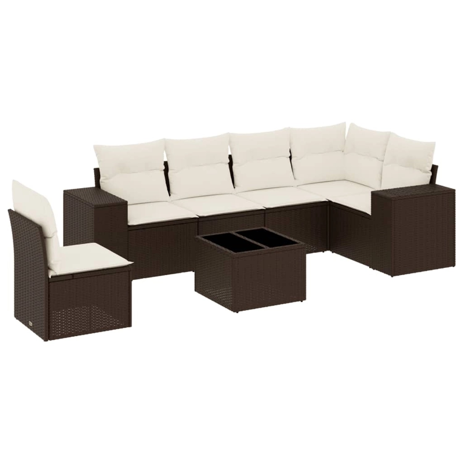 vidaXL 7-Tlg Garten-Sofagarnitur mit Kissen Braun Poly Rattan 3222642 günstig online kaufen