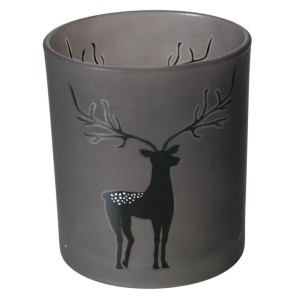 Mehrfarbiges Boltze Windlicht Hirsch Groß, Ø 9 cm, mit Hirschmotiv für gemütliche Atmosphäre.