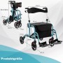Costway Rollator Faltbar und Leicht mit Sitz 2-In-1 Rollstuhl Blau_3