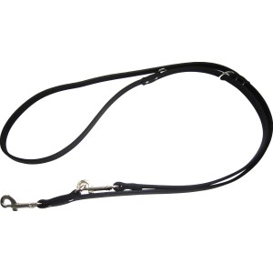 Schwarze Heim Hunde-Vorführleine aus Softleder, 240 cm lang und 14 mm breit.