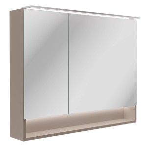 Fackelmann LED-Spiegelschrank B.Paris, 90 cm, Cubanit Grau, mit Beleuchtung und Ablage.