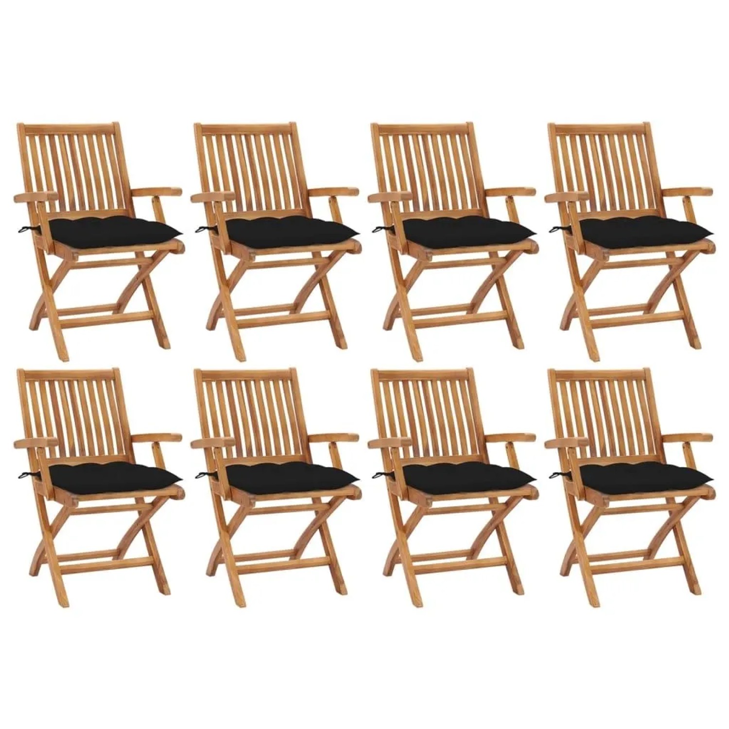 vidaXL Klappbare Gartenstühle mit Kissen 8 Stk Massivholz Teak 3072800 günstig online kaufen