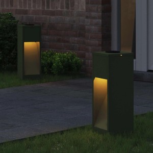 vidaXL Solar LED Wegeleuchte 2 Stk Olive Grün Kalt Gewalzter Stahl 879712