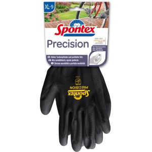 Spontex Precision Handschuhe Gr. 9, schwarze Haushaltshandschuhe für Präzisionsarbeiten.