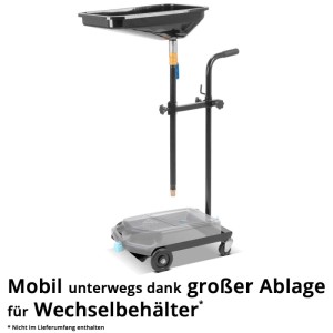 STAHLWERK Ölabscheider, höhenverstellbarer Ölauffangwagen mit schwarzem Trichter, Griff und Rollen für Kfz-Wartung.