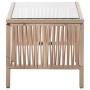 Beiger Couchtisch aus Rattan mit Glasplatte, Teil des vidaXL Garten-Lounge-Sets.