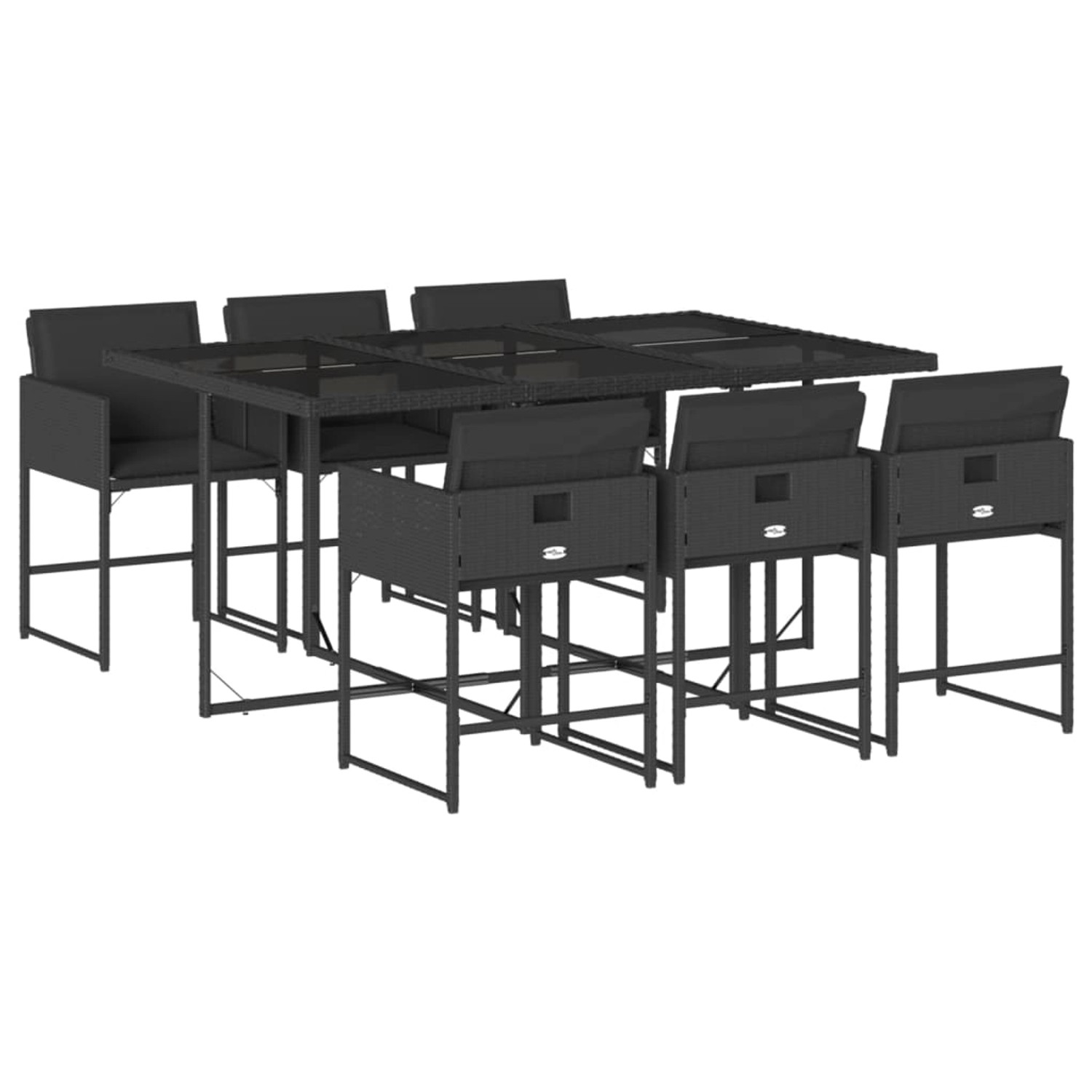 vidaXL 7-Tlg Garten-Essgruppe mit Kissen Schwarz Poly Rattan 3211267 günstig online kaufen