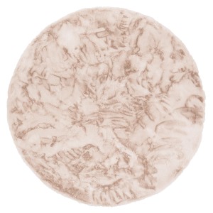 Runder, beiger Fellteppich „Pergamon Luxus Super Soft Plush“, 160x160 cm. Weiches Kunstfell für Wohnzimmer und Schlafzimmer.