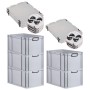PROREGAL SparSet: 5 graue Euroboxen (65L) mit schwarzen Griffen und Auflagedeckel. Aufbewahrungsboxen stapelbar.