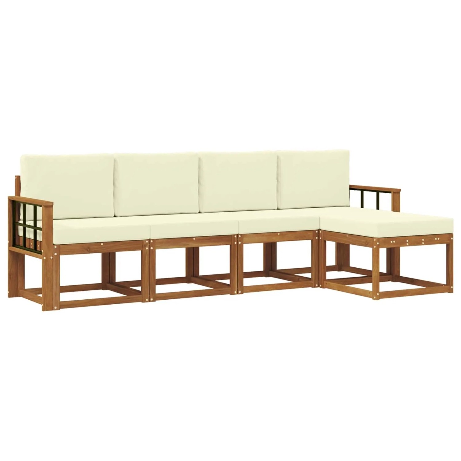 vidaXL Outdoor-Sofagarnitur 5 Stk Natur und Creme Massivholz Akazie 3366263