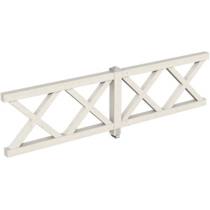 Skan Holz Brüstung Andreaskreuz, 335x84 cm, Fichte weiß, für Lauben & Pavillons.