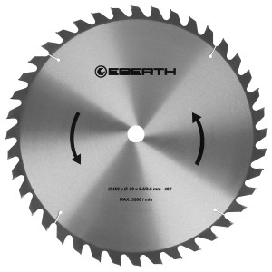 EBERTH Kreissägeblatt, 450mm Durchmesser, 40 Zähne, für Holzsägen.