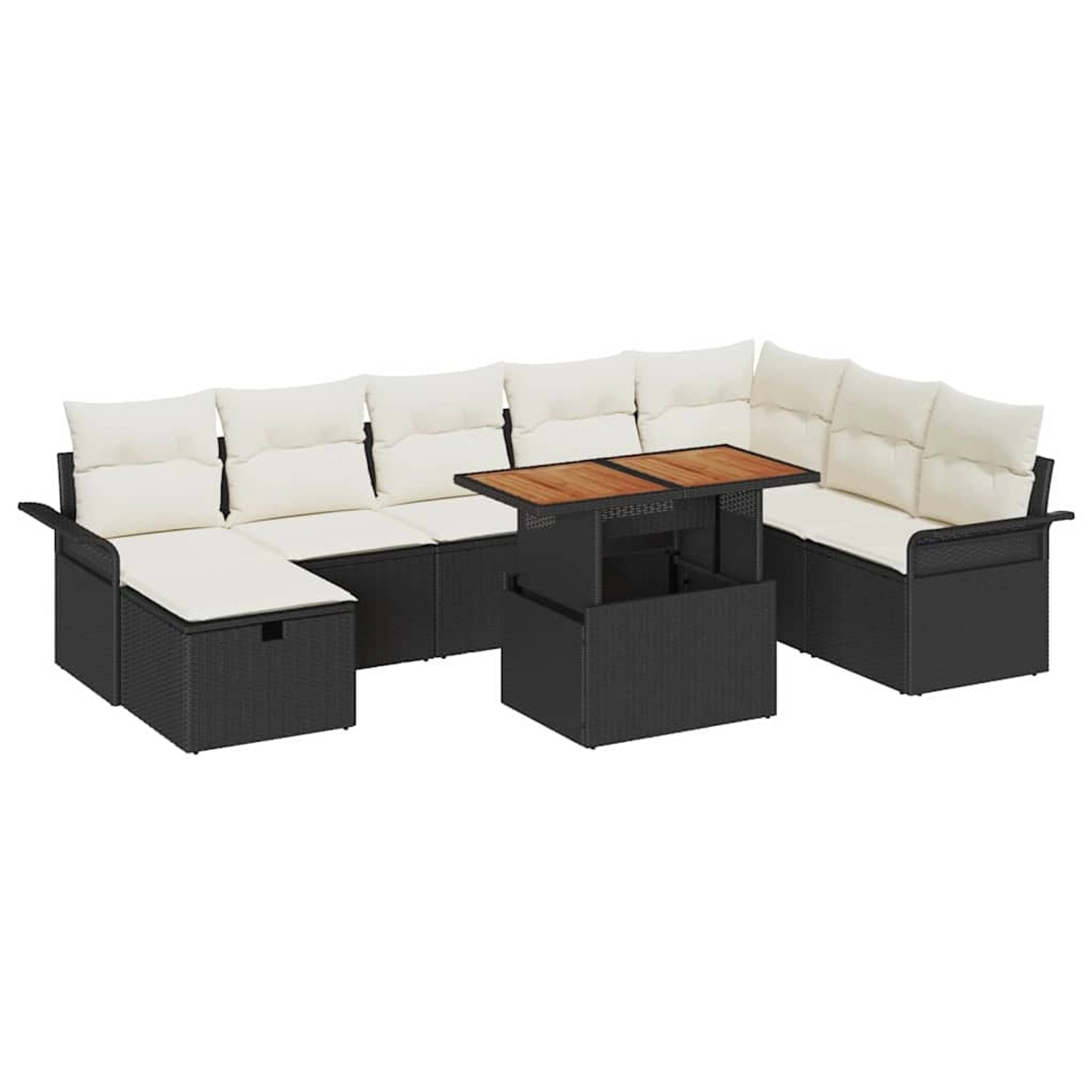 vidaXL Garten-Sofa-Set 9-Tlg Schwarz Poly Rattan 3361257 günstig online kaufen