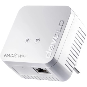 Devolo WLAN Magic 1 WiFi Kompakt Erweiterung, weißer WLAN Adapter mit LAN Anschluss.