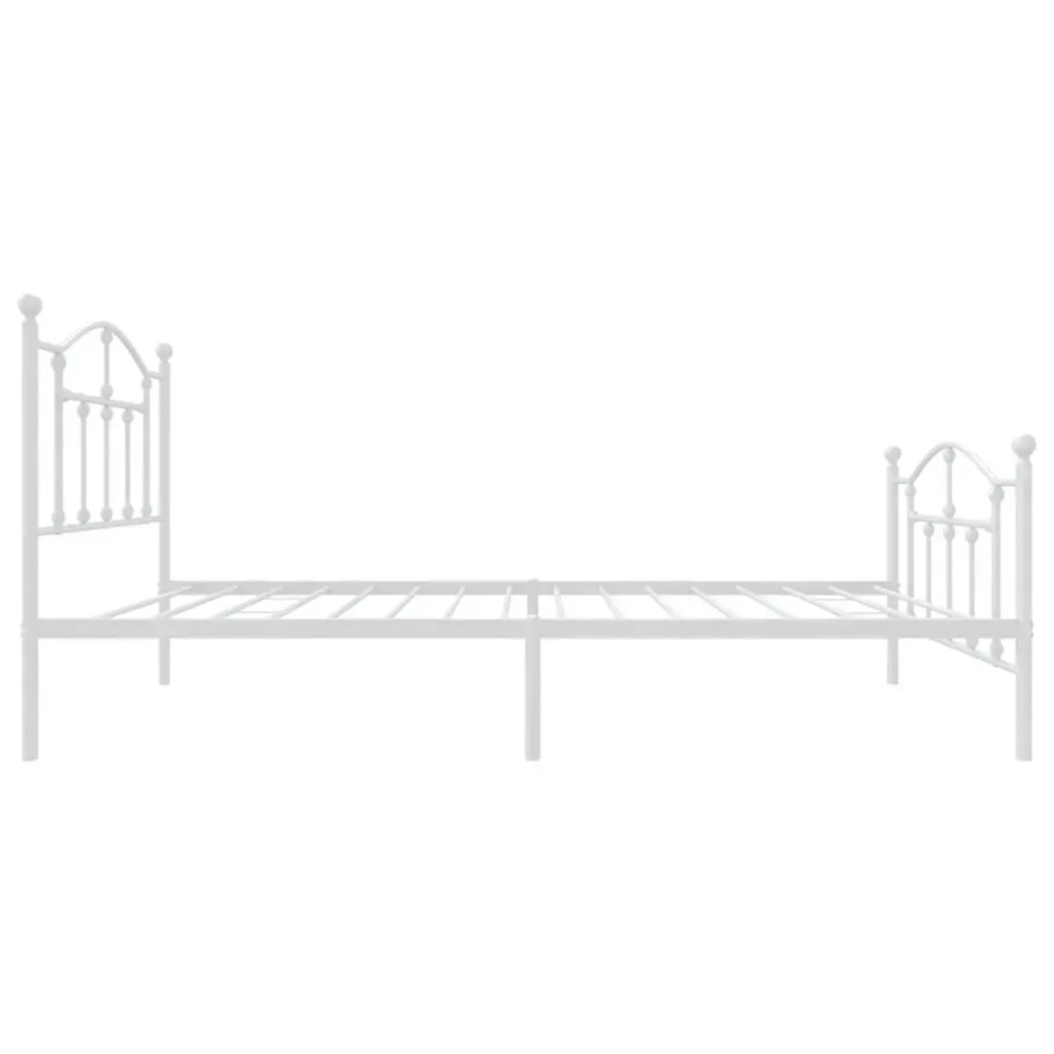 Weißes Metall Bettgestell 80x200 cm mit Kopf- und Fußteil für Jugendzimmer oder Schlafzimmer.