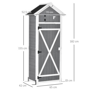 Outsunny Gerätehaus aus Tannenholz, dunkelgrau/kohlegrau, 78B x 52,5T x 182H cm. Garten Ordnung.