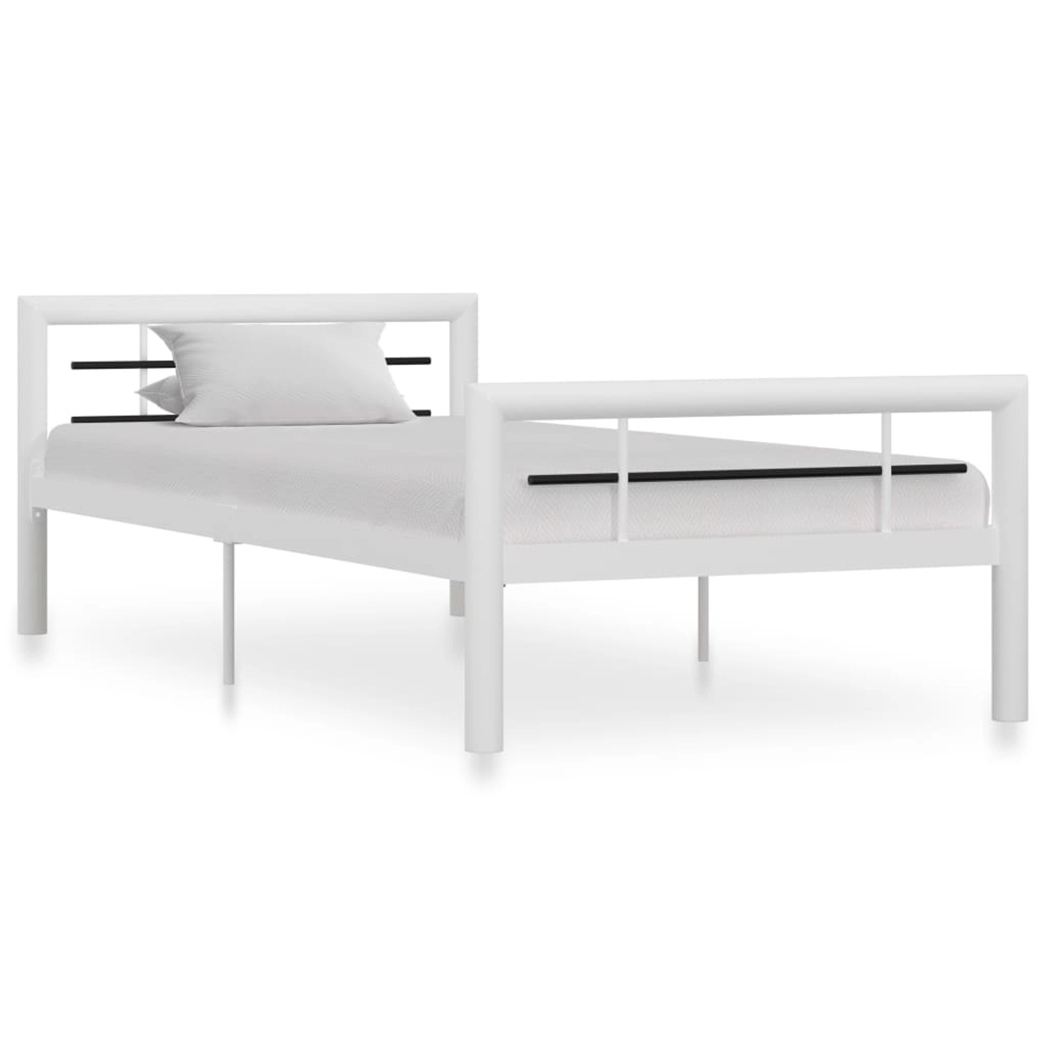 vidaXL Bettgestell Weiß und Schwarz Metall 90x200 cm 284544