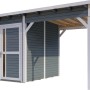 Graues Bertilo Gartenhaus Pentus 2 Lounge mit Anbau und Flachdach.