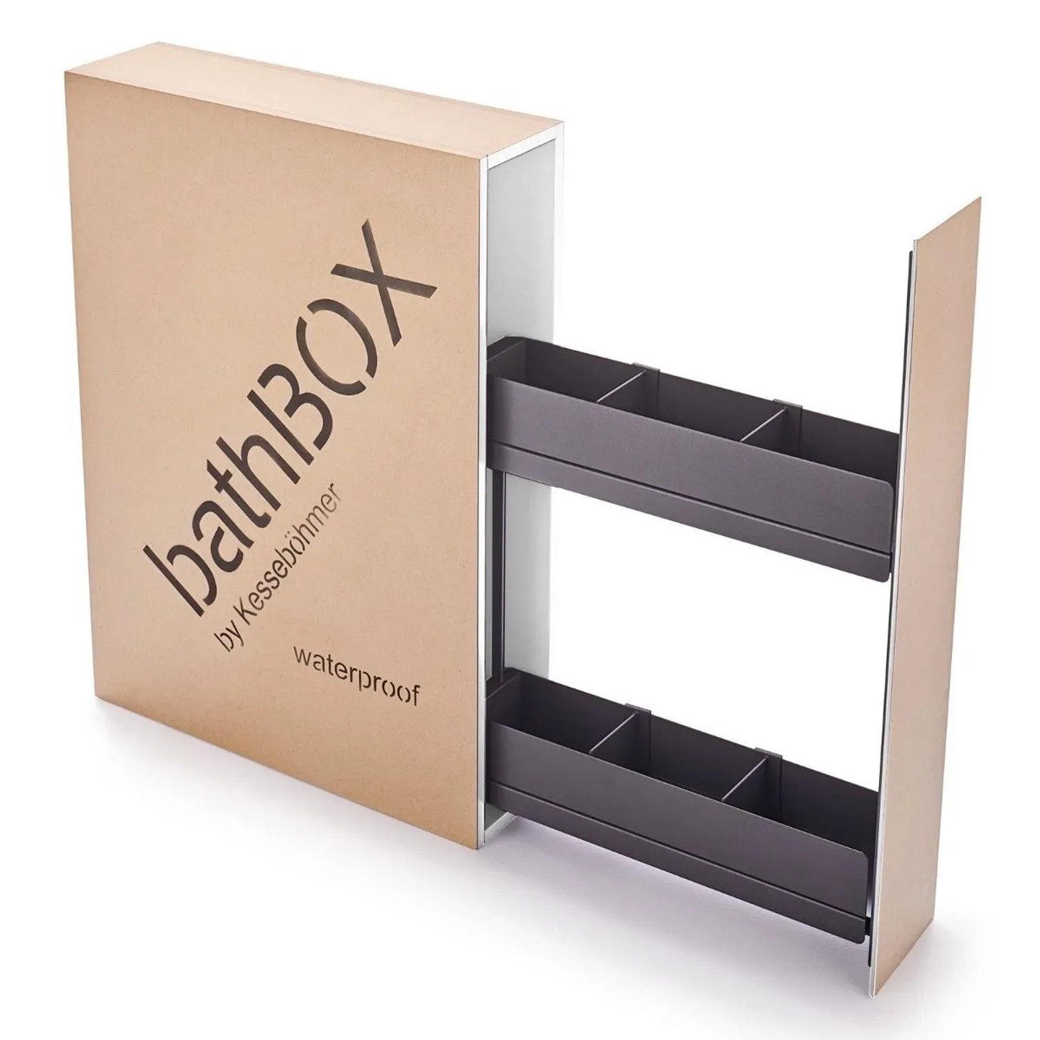 Kesseböhmer BathBOX15 Unterputz Modul 150 mm ARENA Pure Anthrazit 2-Etagig mit Push To Open