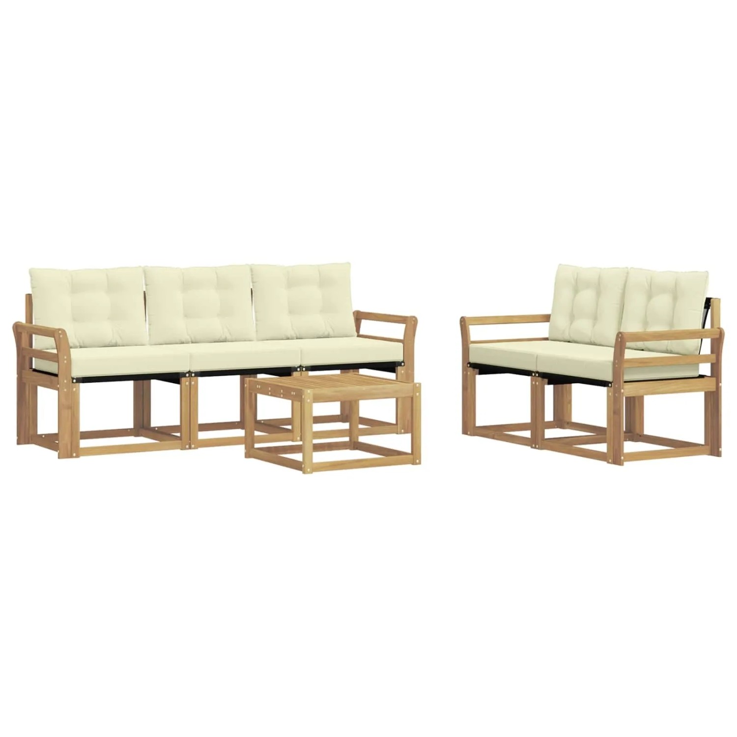 vidaXL Outdoor-Sofagarnitur mit Kissen 6-Tlg Weiß und Creme 3389212