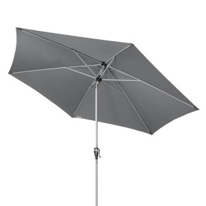 Doppler Marktschirm, Ø 306 cm, anthrazit, mit Kurbel. Sonnenschirm für Garten, Balkon oder Terrasse.