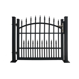 Anthrazitfarbenes Dekor-Einzeltor Avignon mit Bodenplatte zum Aufdübeln.