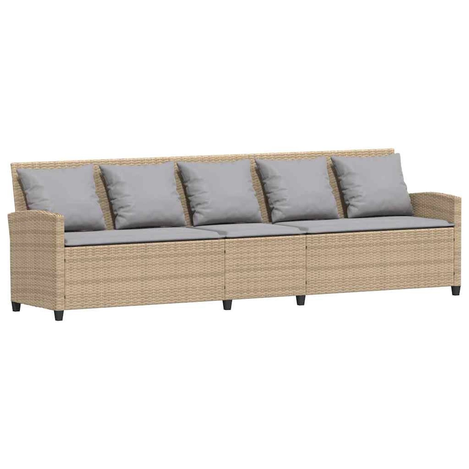 vidaXL Gartensofa 5-Sitzer mit Kissen Beige Poly Rattan 4104116 günstig online kaufen