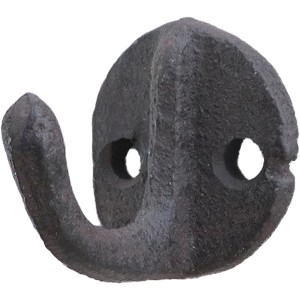 Brauner Gusseisen Haken, 3x4cm, einfaches Design für Gartendekoration.