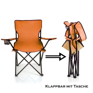BigDean Faltstuhl Orange Campingstuhl Anglerstuhl Mit Getränkehalter Tragetasche Anglersessel Klappbar Klappstuhl Gartenstuhl Faltstuhl Relaxsessel
