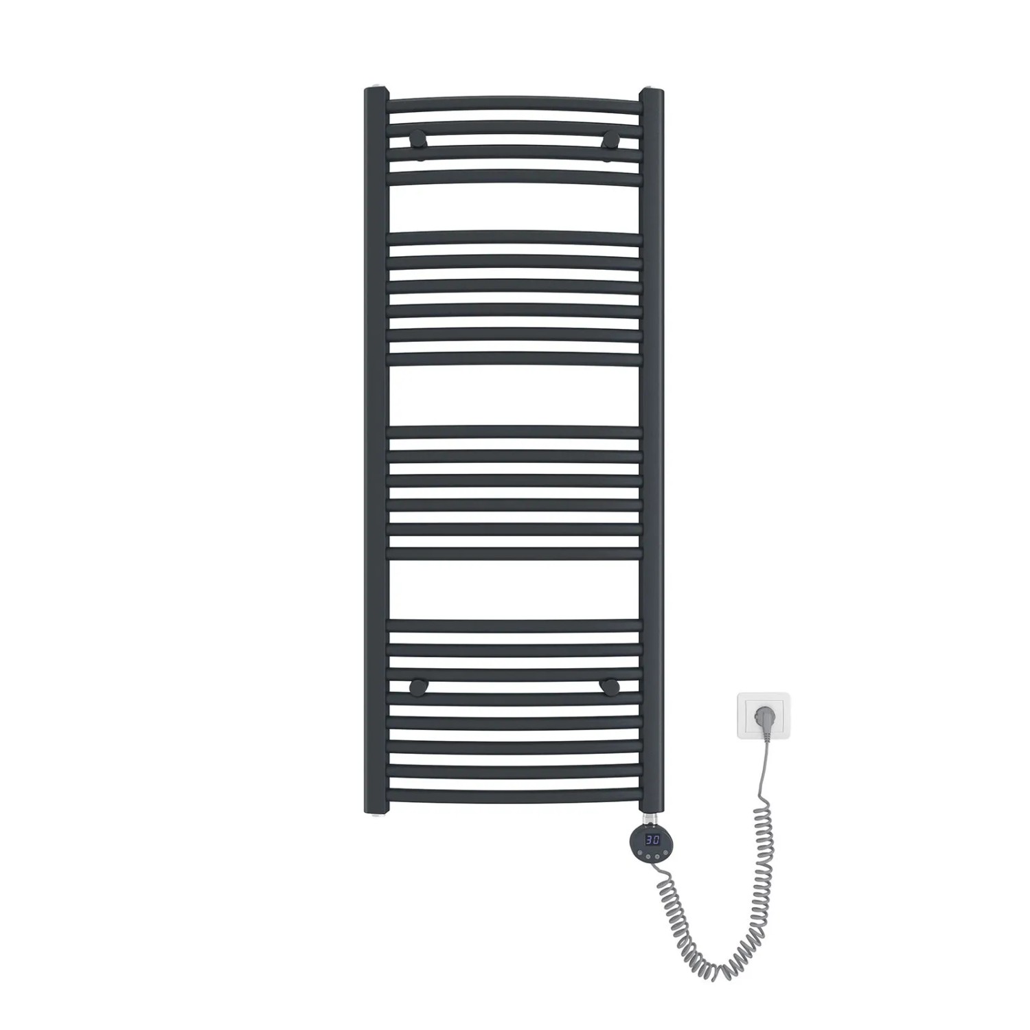 Emke Elektrischer Badheizkörper Gebogen mit Thermostat Handtuchtrockner mit Heizstab 120x50cm 500W Anthrazit